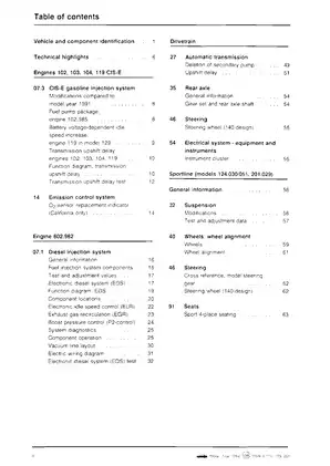 Mercedes Benz W124 Model Maintenance Manual (1992) Preview image 5