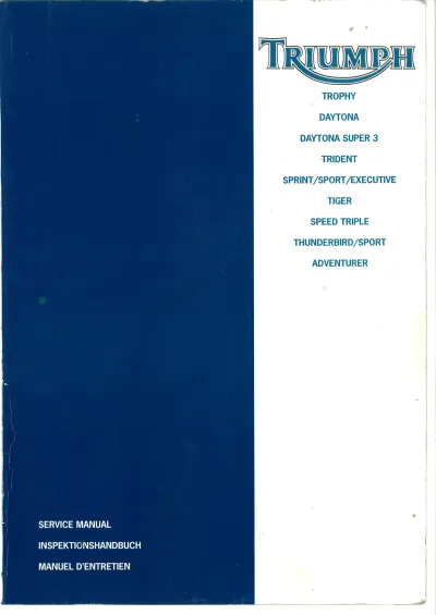 Preview: 1991–2004 Triumph Trophy, Daytona, Trident, Sprint, Sport, Executive, Tiger, Speed Triple, Thunderbird, and Adventurer Service & Repair Manual