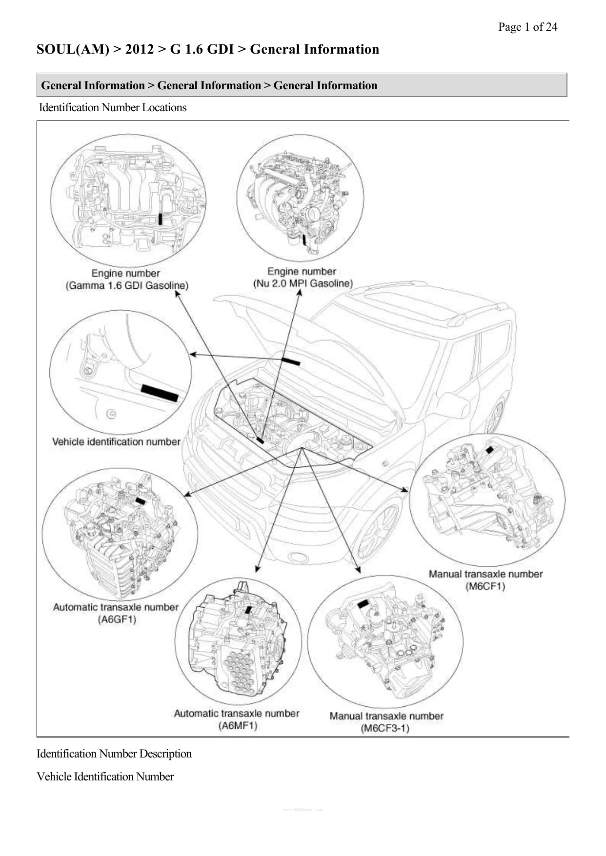 2012 Kia Soul 1.6L, 2.0L shop manual