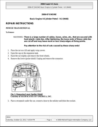 2003-2007 Saab 9-3 repair manual Preview image 1