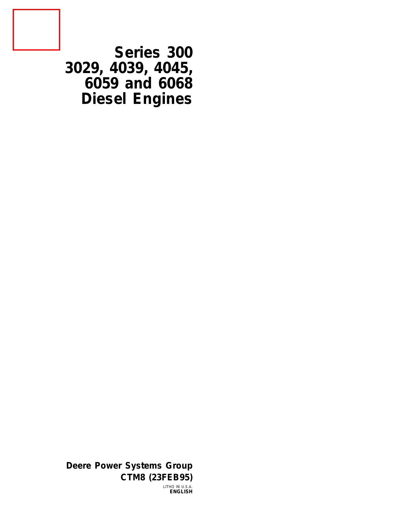 John Deere series 3000, 3029, 4039, 4045, 6059, 6068 diesel engine technical manual Preview image 1