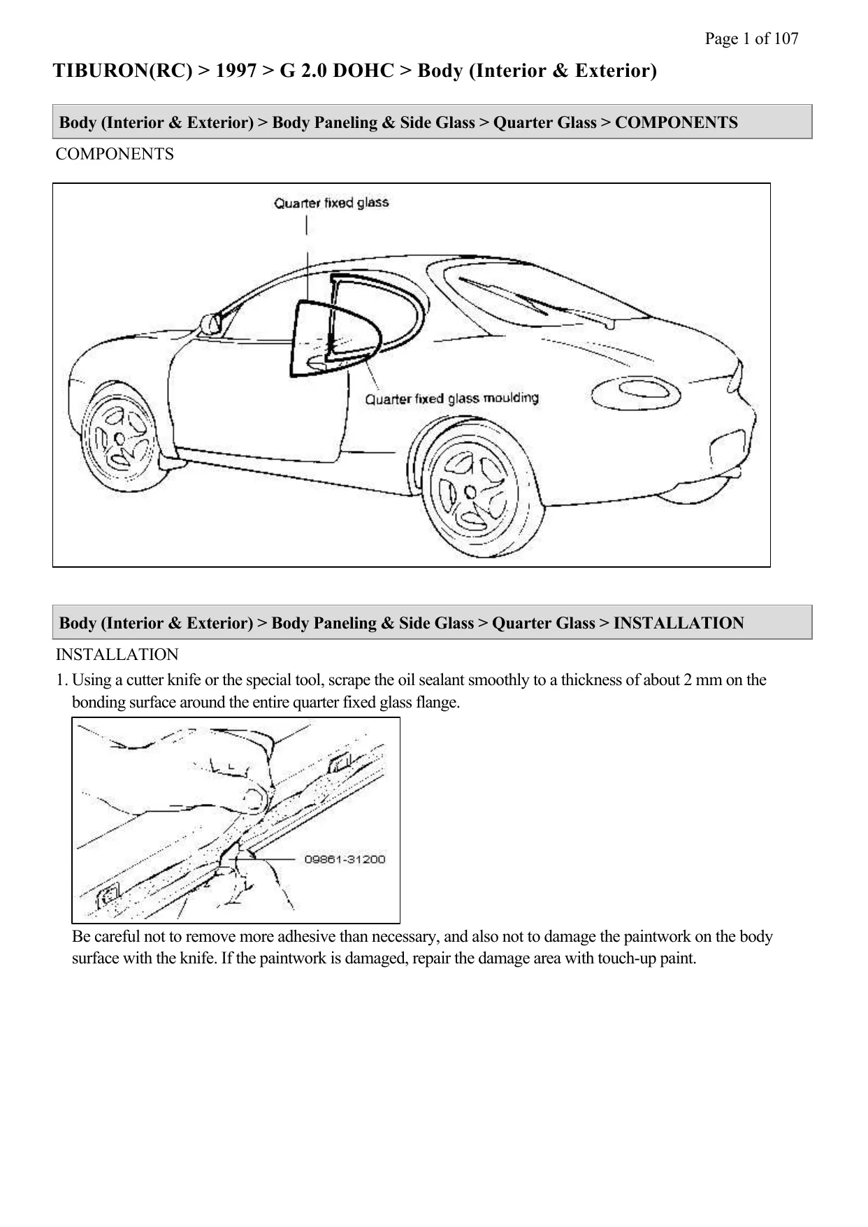 1997-2001 Hyundai Tiburon shop manual Preview image 1