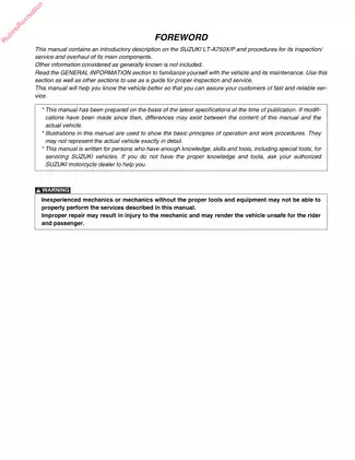 2008-2009 Suzuki KingQuad 750 AX Service Manual - Complete Guide Preview image 2