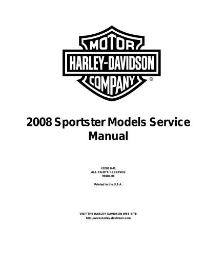 Preview: 2008 Harley-Davidson Sportster Models Factory Service Manual (P/N 99484-08)