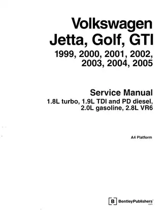 1999-2005 Volkswagen Golf, Golf GTI & Jetta service manual