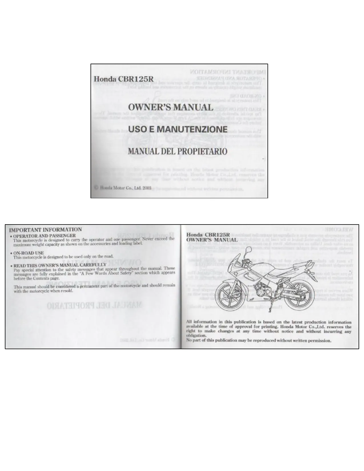 Honda CBR125R service manual Preview image 2