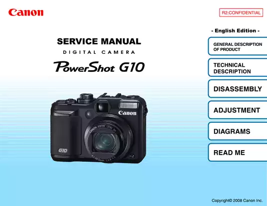 Canon PowerShot G10 Service Manual & Digital Guide