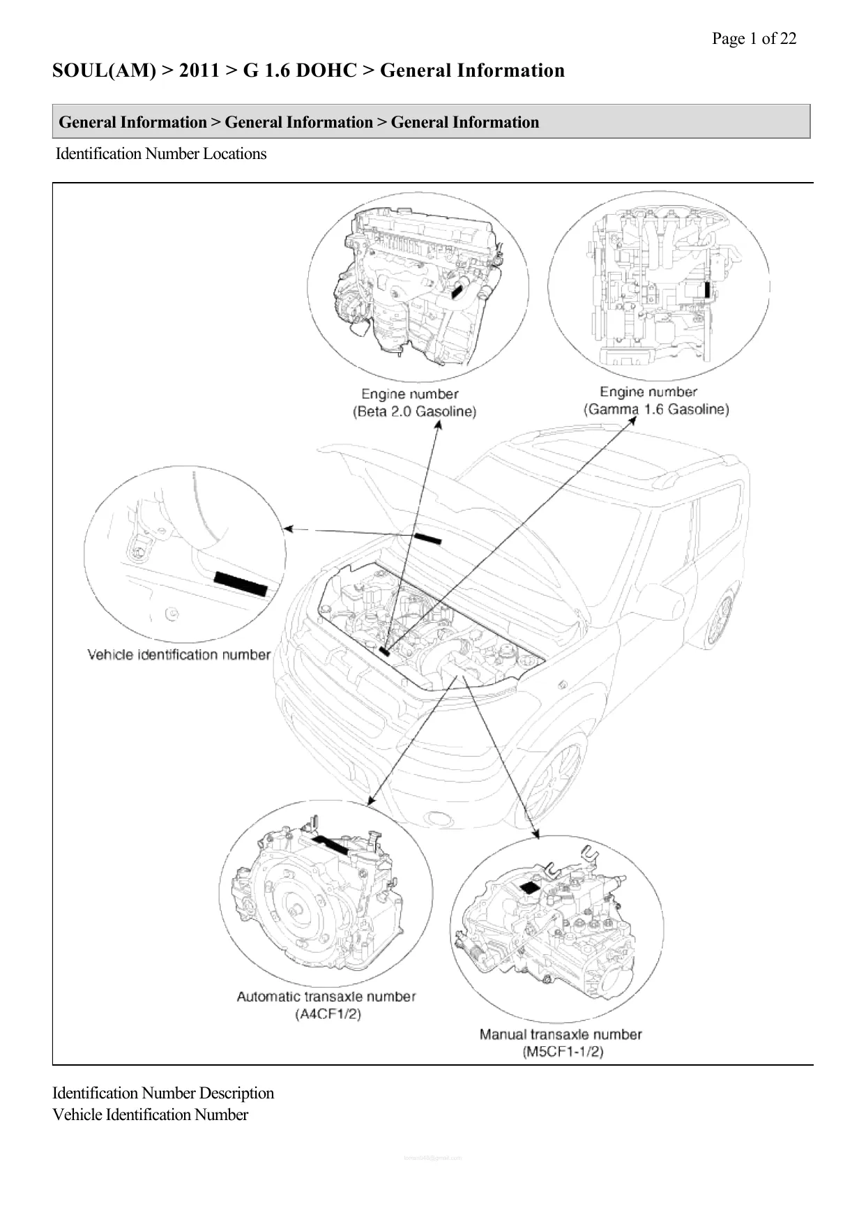 2010-2012 KIA Soul 1.6L, 2.0L repair manual