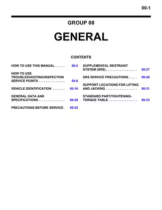 2003-2006 Mitsubishi Outlander shop manual Preview image 1