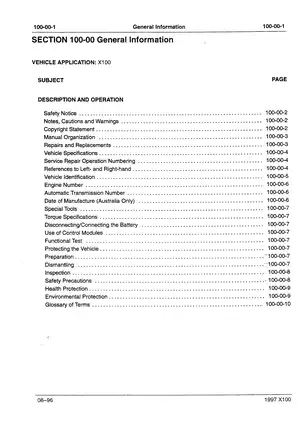 Jaguar X100 Series Workshop Manual (1997) Preview image 4