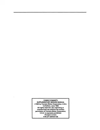 Yamaha VX800/VX800ST Supplementary Service Manual (1994 Edition) Preview image 3