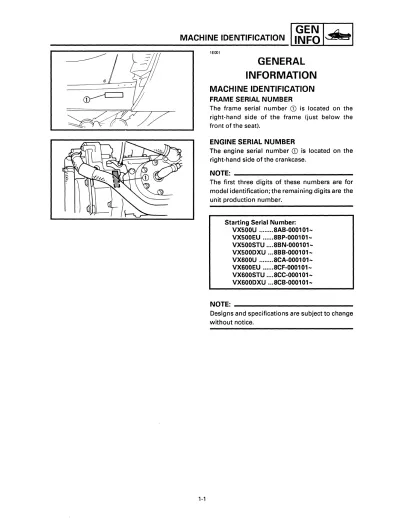Yamaha VMAX, VMAX SX, Venture, Mountain Max Snowmobile 1994–2006 Service & Repair Manual (P/N 4E001)