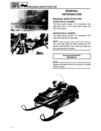 1987-1990 Yamaha  Exciter, Exciter deluxe EX570 EX570l EX570m EX570em EX570n EX570en EX570p EX570hp EX570ep EX570ehp 570, EX, I, M, N, P, RP, EHP snowmobile service manual Preview image 3