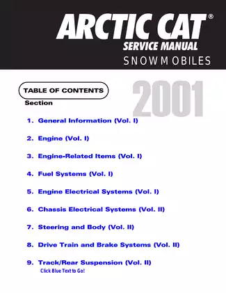 2001 Arctic Cat snowmobile all models service manual Preview image 1