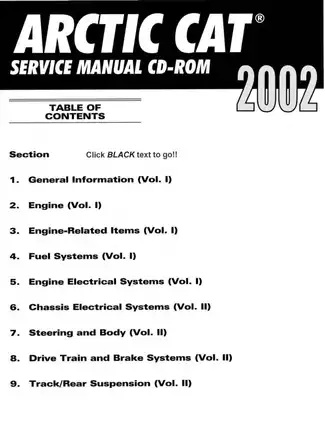 2002 Arctic Cat Snowmobile Service Manual for All Models Preview image 2
