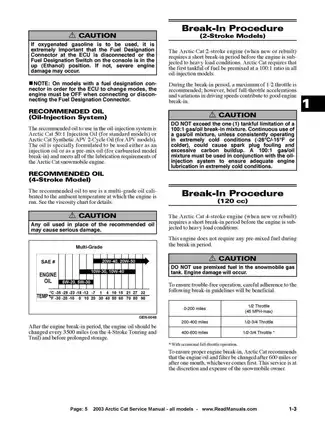 2003 Arctic Cat Snowmobile Service Manual - Volume 1 Preview image 5
