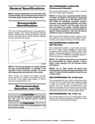 2009 Arctic Cat Bearcat, Crossfire,  F1000, Sno Pro, F8, F6, F5, F570, M1000, M8, T500, T570, Z1 snowmobile service manual Preview image 2