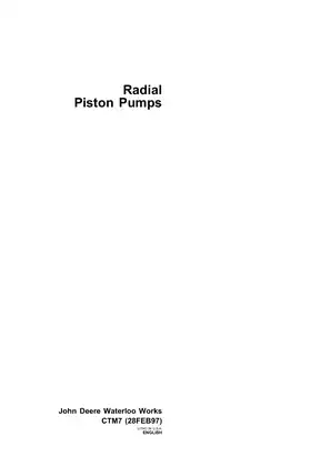 John Deere CTM7 Component Technical Manual for Radial Piston Pumps