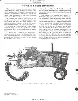 John Deere 4000 Series Tractors Service Manual SM-2039 Preview image 5
