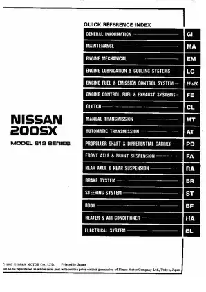 1986 Nissan 200SX, 812 series service manual Preview image 2