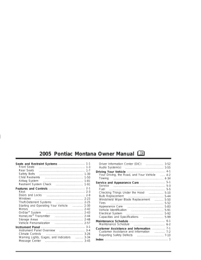 Preview: Pontiac Montana SV6 2005–2009 Owner Manual