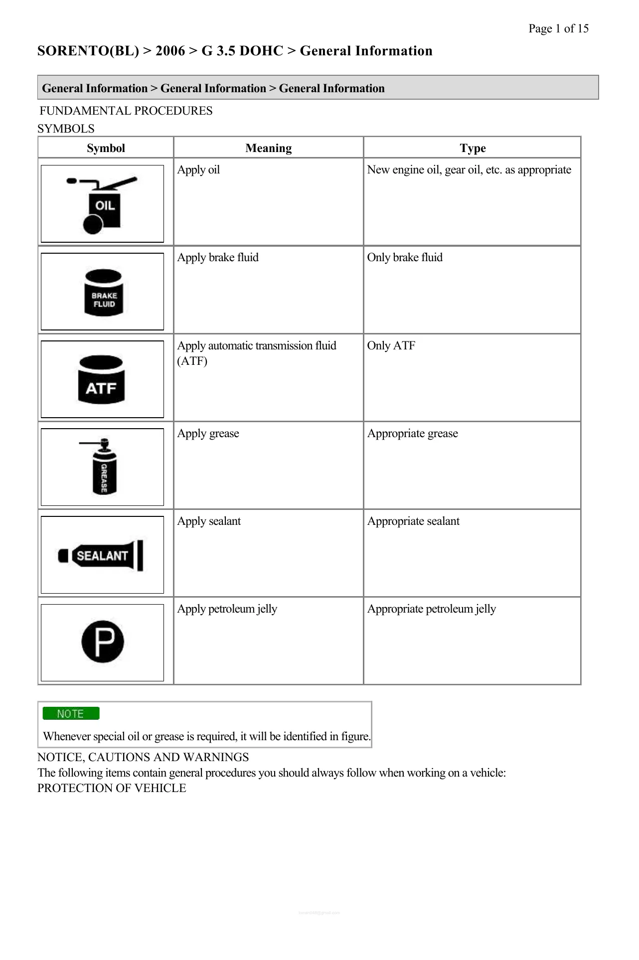 2006 KIA Sorento repair manual