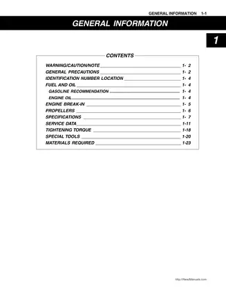 2000-2003 Suzuki 25hp, 30hp, DF25, DF30 outboard motor service manual Preview image 5