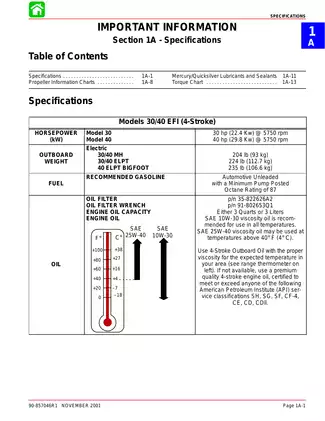 1999-2002 Mercury 30 HP, 40 HP,  30/40 MH, 30/40 ELPT, 40 ELPT Bigfoot 4-stroke EFI outboard motor service manual Preview image 5