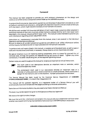 Liebherr A900, A902, A912, A922, A932 Litronic hydraulic excavator manual Preview image 3