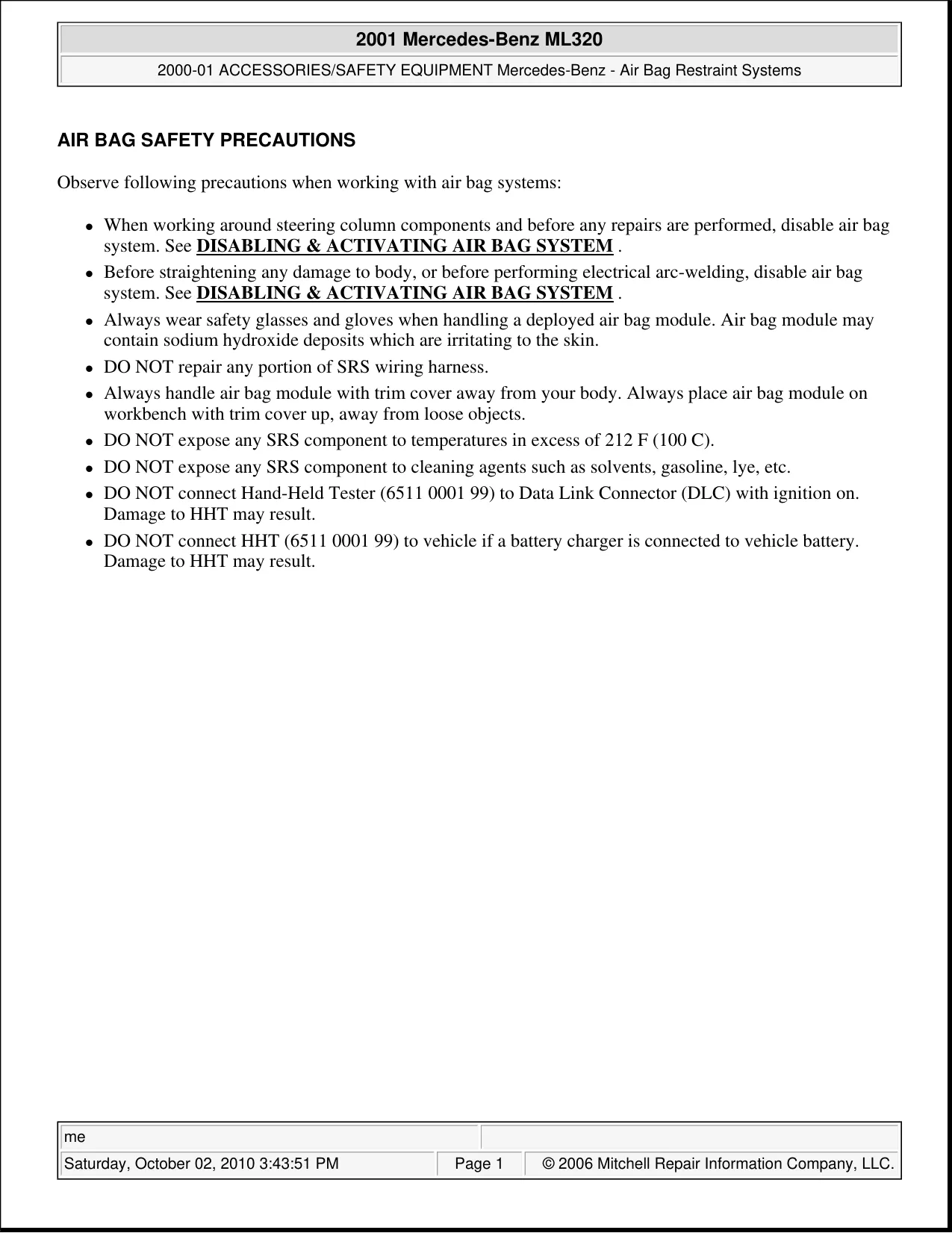 1998-2005 Mercedes ML 320 shop manual Preview image 3