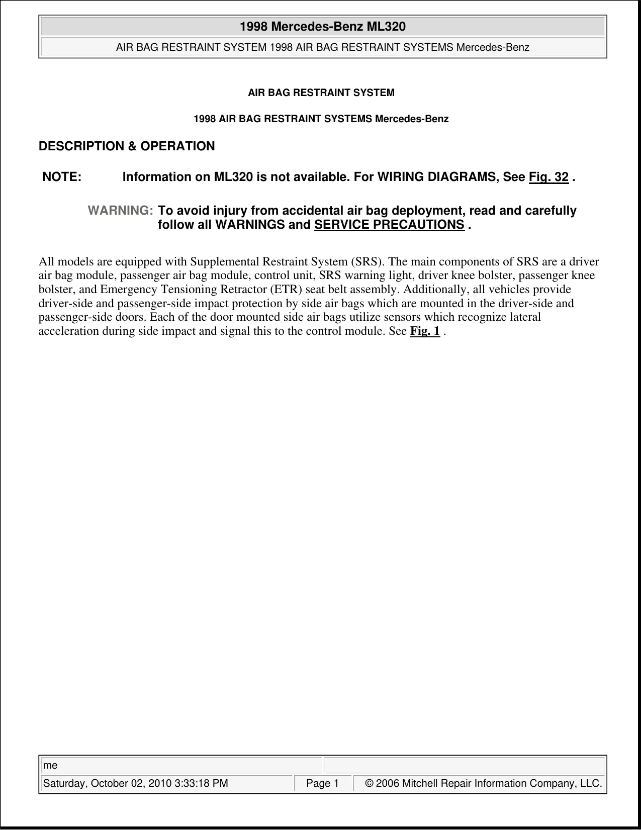 1998-2005 Mercedes ML 320 shop manual Preview image 4