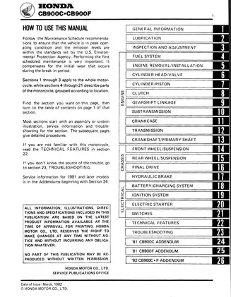 1980-1982 Honda CB900F, CB900C, Custom, Super Sport repair manual Preview image 1