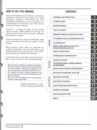 1988-2001 Honda SA50, SA50P, Elite 50, LX/SR/S scooter service manual Preview image 2