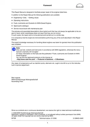MAN Marine Diesel Engine D2840/D2848 Repair Manual Preview image 3