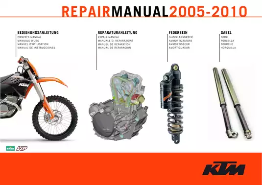 2005-2010 KTM 250 EXC-F, 250 EXC-F Six Days, 250 SX-F, 250 SXS-F, 250 XC-F, 250 XCF-W repair manual
