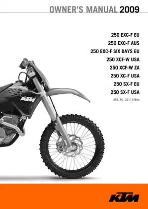 2005-2010 KTM 250 EXC-F, 250 EXC-F Six Days, 250 SX-F, 250 SXS-F, 250 XC-F, 250 XCF-W repair manual Preview image 3