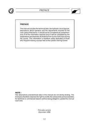 Landini Tractor Workshop Service Manual (Models 105 - 165) Preview image 3