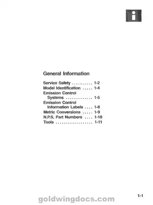 Honda GL1500 Aspencade Service & Electrical Troubleshooting Manual (1994 Models) Preview image 2