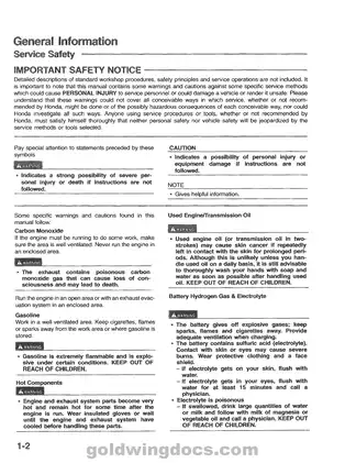 Honda GL1500 Aspencade Service & Electrical Troubleshooting Manual (1994 Models) Preview image 3