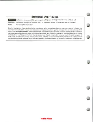 Honda XR80R & XR100R Motorcycle Service Manual (1985-1991) Preview image 2
