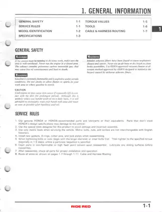 Honda XR80R & XR100R Motorcycle Service Manual (1985-1991) Preview image 5