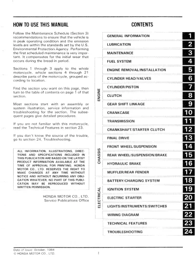 Preview: 1984–1986 Honda CB700SC Nighthawk Service & Repair Manual (P/N 31536)