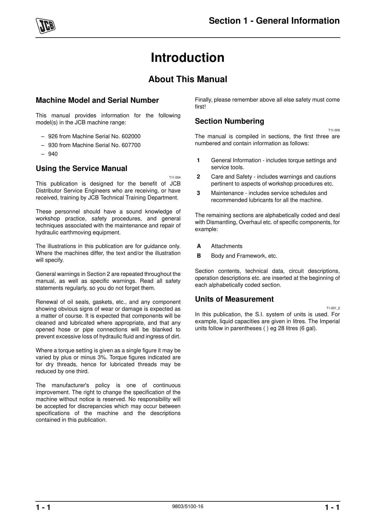 JCB 926, 930, 940 forklift manual Preview image 5