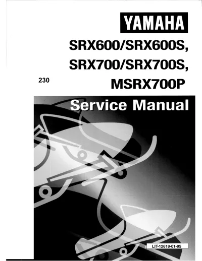 Preview: Yamaha SRX600, SRX700, MSRX700P Snowmobile 1998–1999 Service Manual (P/N LIT-12618-01–95)