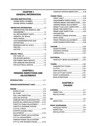 1998-1999 Yamaha SRX 600, SRX 700 snowmobile service manual Preview image 5