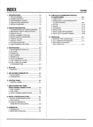 Honda EU20i, EU2000i generator shop manual Preview image 3