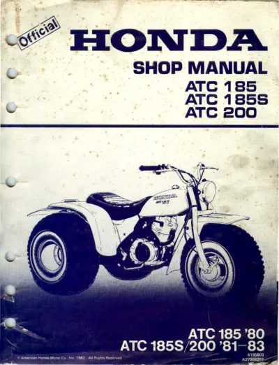 Preview: 1980–1983 Honda ATC185 / ATC185S & ATC200 Shop Manual (P/N 6195803)