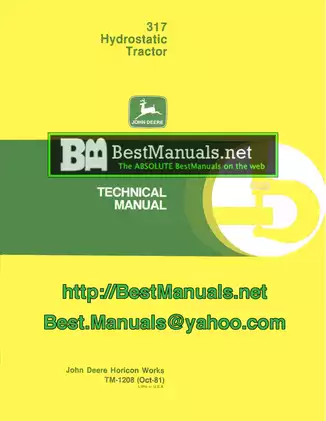John Deere 317 Hydrostatic Tractor Technical Manual (TM-1208)