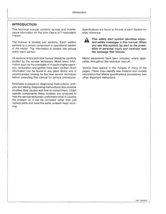John Deere 317 Hydrostatic Tractor Technical Manual (TM-1208) Preview image 3
