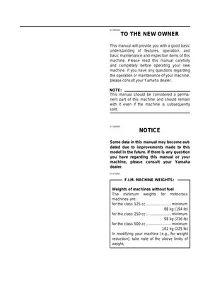 2007 Yamaha YZ250FW owners service manual Preview image 5